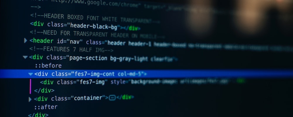 block of HTML code on the computer screen